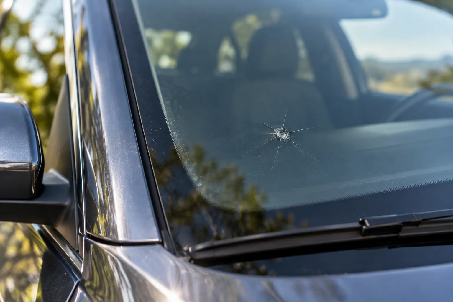 Illustrative example of a small windshield chip
